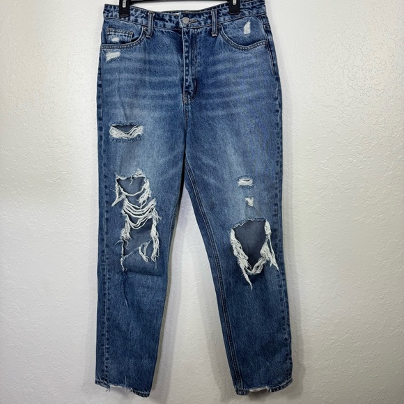 Bridge by GLY jeans size 30 super high rise stretch Distressed Ripped Blue Jeans - Picture 1 of 10